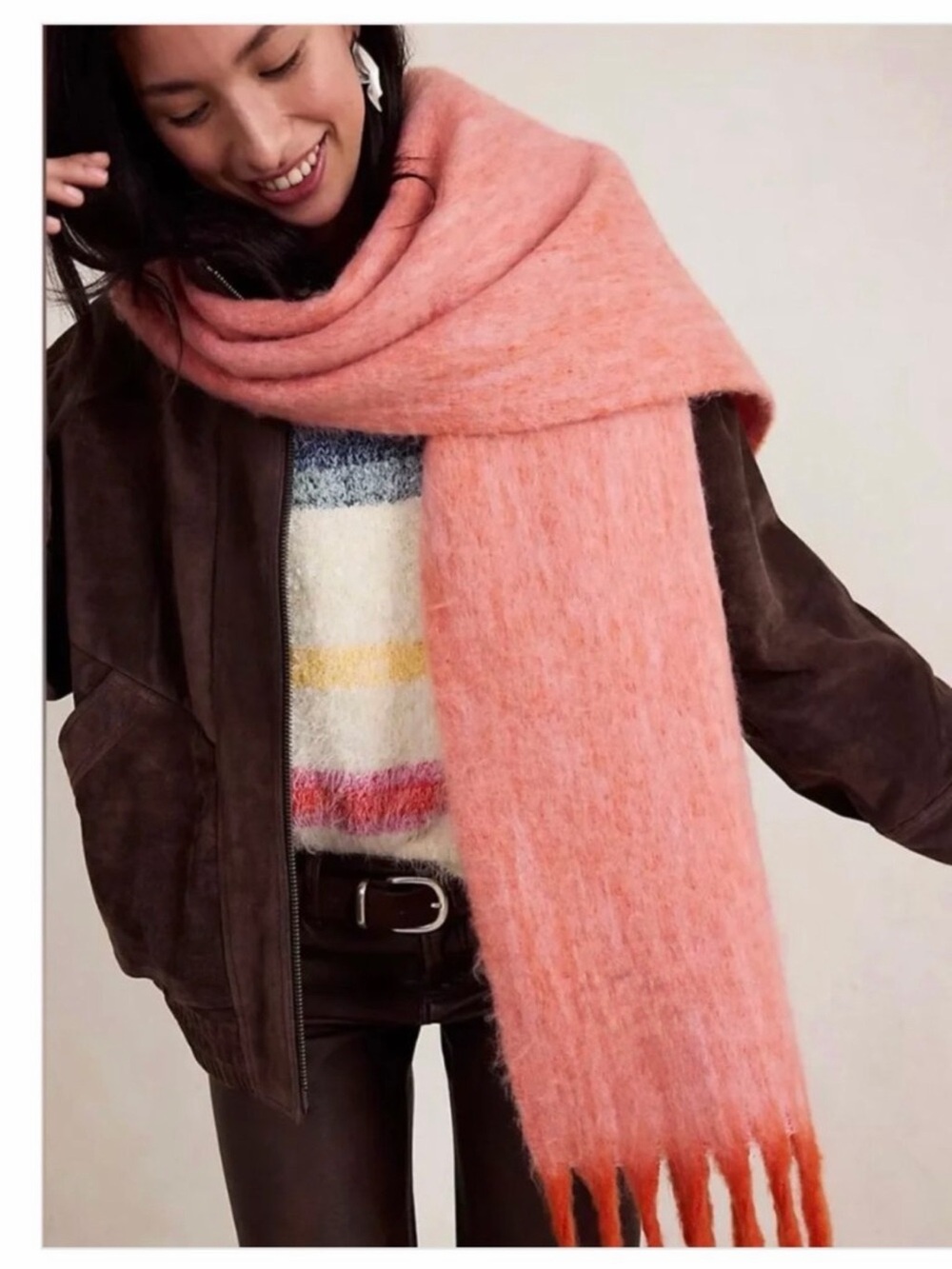 NWT Free People Winter Chill Blanket Scarf One Size, PINK